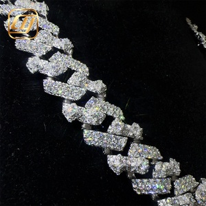 Collier chaîne cubaine en argent sterling 925, style hip-hop, 18 mm, serti de diamants, certifié GRA, bijoux fins, moissanite VVS - Product Image 2