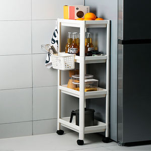 Chariot utilitaire à 3 niveaux, étagère à roulettes en plastique mince pour le salon, la salle de bain, la cuisine - Étagères mobiles écologiques - Product Image 6