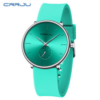 Montre à quartz Crrju 2150 Elegance, ultra-fine, de luxe, pour homme, bracelet en silicone agréable, étanche, style simple et décontracté