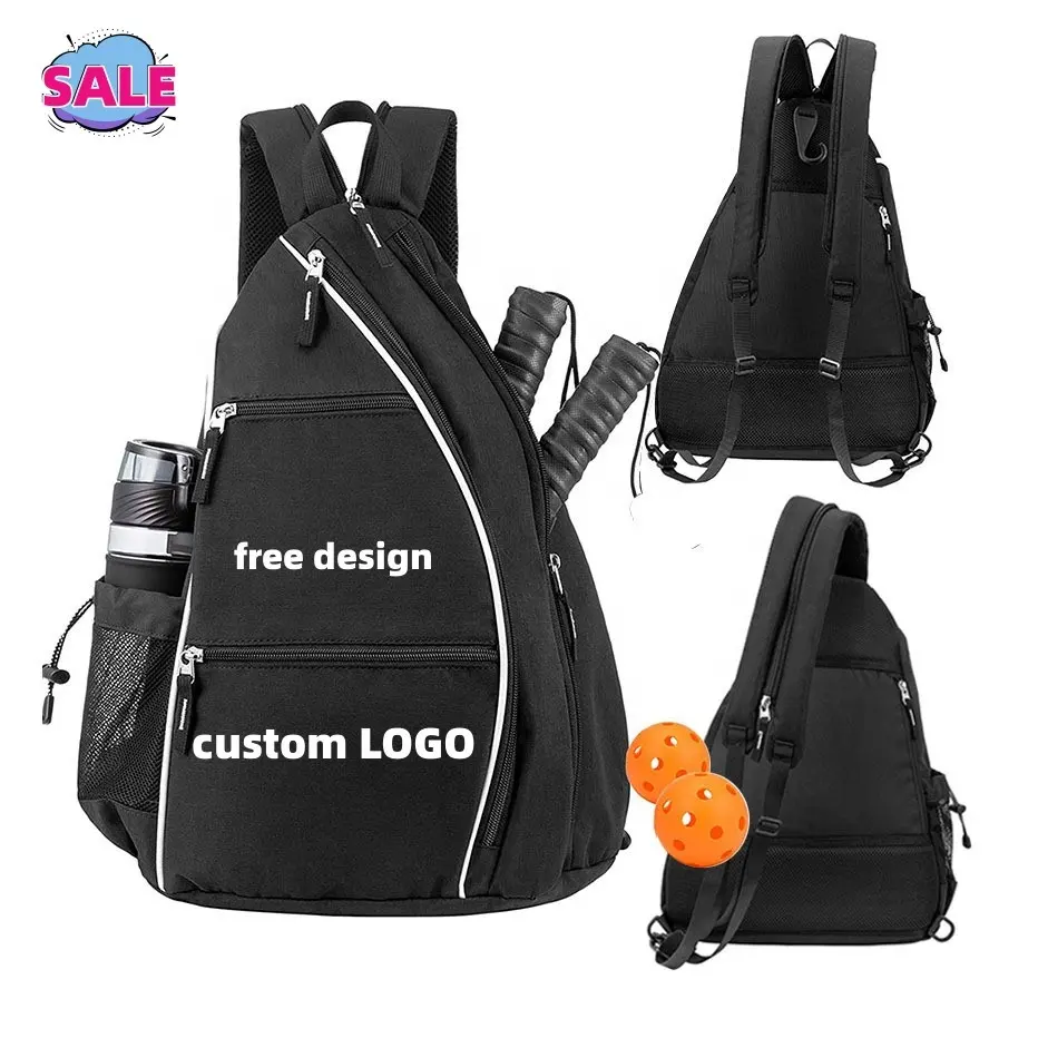 LOGOTIPO personalizado Outdoor Sport Badminton Raquete Saco Multifuncional Viagem Table Tennis Raquete Sling Bag Unisex Pickle Ball Paddle Bag