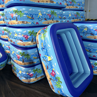 Kolam Renang Tiup PVC untuk Anak dan Keluarga, Kolam Bermain Air Multi-Ukuran dengan Bantalan Gelembung atau Dasar Datar yang Diperkuat