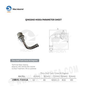 Raccord d'é<span class=keywords><strong>vent</strong></span> de réservoir en acier inoxydable HIDEA AISI 304/AISI 316 É<span class=keywords><strong>vent</strong></span> de réservoir traversant à 90 degrés de qualité marine - Product Image 2