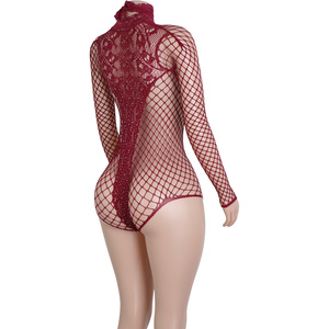 Combinaison string tendance à jambes très échancrées, finition brillante, tenue de danse exotique, vêtements de performance pour femme, ensemble rave, tenues de soirée en résille - Product Image 5