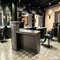 Mobilier de salon LUX CUSTOM, poste de barbier, miroir, station multi-usages, boîte à outils de coiffure, sèche-cheveux, équipement de salon de beauté