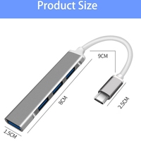 Hub USB Pabrik Tipe-C ke 4 Port USB Multi Splitter Adapter OTG Kabel Konverter HUB Tipe-C untuk Aksesoris Ponsel Komputer