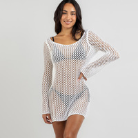 Nouveau produit robe de plage femmes couleur unie Sexy tricoté Bikini maillot de bain Blouse vêtements de protection solaire
