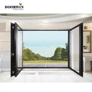 Grande usine de chine, bon prix, dépôt et maison, porte pliante en Aluminium, Patio pliant, Double verre, porte pliante en Aluminium