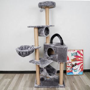 الحيوانات الأليفة القط شجرة قصيرة أفخم عالية الجودة كبيرة الحيوانات الأليفة شقة منزل الظلام Grey شجرة القط هرش - Product Image 6