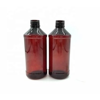Bouteille en plastique ambrée cylindrique de 16 oz pour médicaments, sirop contre la toux, avec bouchon CRC et étiquettes