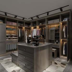 Modern Villa Solid <b>Wood</b> Bedroom Wardrobe Cloakroom Island Set Customized with Desk and <b>Dressing</b> <b>Table</b> - Product Image 1