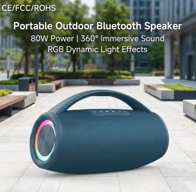 Professional S974 80W High Power Portable Outdoor Speaker 16000mAh Massive Battery RGB Light Effects For Party