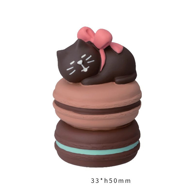 Chocolate macaron black cat refrigerator sticker