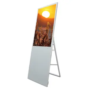 43 Inch Floor Standing Foldable LCD Advertising Media Player Touch Screen Digital Signage Display For Restaurant Menu