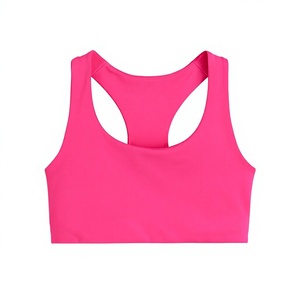 เสื้อชั้นในกีฬาผู้หญิงสีชมพูคุณภาพสูง ปี 2026 ขายส่ง แบบ Racerback คอกว้าง รองรับปานกลาง ระบายอากาศได้ดี เหมาะสำหรับโยคะ ออกกำลังกาย และชุดกีฬา - Product Image 1