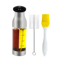 Distributeur d'huile et de vinaigre de cuisine à double compartiment et double buse avec rangement séparé - Bouteille pulvérisatrice d'huile 2-en-1 avec échelle visible pour la cuisson et le barbecue
