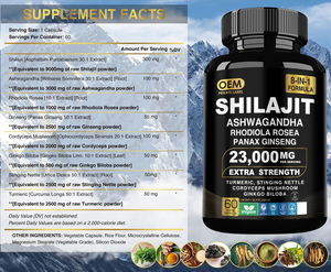Personalizado Shilajit Cápsulas Himalayan 8 em 1 Suplemento Shilajit com Ashwagandha Ginseng para suporte imunológico Energy Boost - Product Image 3