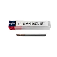 2F R2*8*D4*50L 55 °   Fraise à queue sphérique en carbure monobloc, 2 dents, queue de 4 mm, pour usinage CNC de l'acier moulé