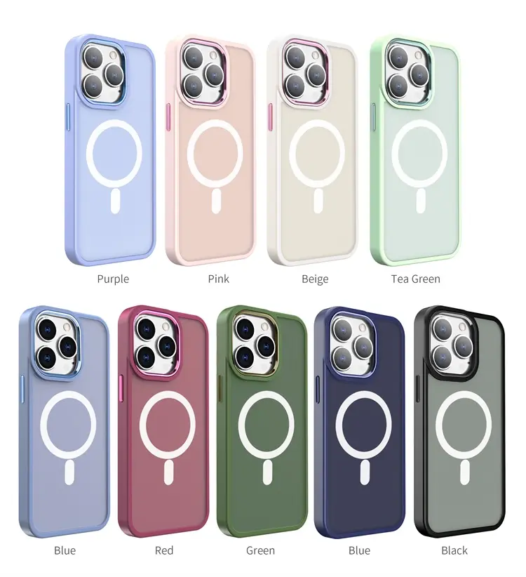 New Design Frosted Case Wireless Charging Magnetic Phone Case For IPhone 14 13 12 11 Pro Max Shockproof Matte Clear Tpu Cover