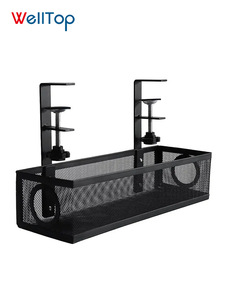 Organisateur de câbles sous bureau WELLTOP en maille métallique, noir et blanc, multifonctionnel, panier de rangement domestique sans perçage, réglable, le plus vendu - Product Image 6