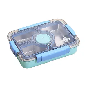 27,5*20*6,5 cm büro-lunchbox mit 3 fächern edelstahl-lunchbox mit tauchbecken
