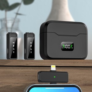 K41 Wireless Lavalier <b>Microphone</b> Dual-Port Charging Case 3.7V <b>For</b> Live Streaming Video Recording Noise Reduction - Product Image 3