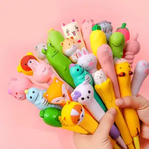 Squishies ที่ใส่ดินสอรูปหมีน่ารัก,ปากกาของเล่นที่บีบแล้วคลายเครียดน้อยลง