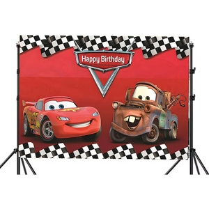 Cartoon-Rennwagen Geburtstagsbanner Hintergründe Jungen Babyparty Geburtstagsfeier Dekoration Fotografie-Hintergrund Fotostudio - Product Image 1