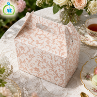 Boîte à dessert florale en carton rigide écologique avec poignée, motif islamique entièrement imprimé, emballage cadeau pour dattes et chocolats