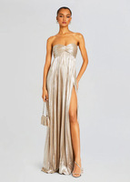Robe longue d'été élégante en polyester, style euro-américain, unie, avec fente et taille naturelle, pour femme, idéale pour les soirées.