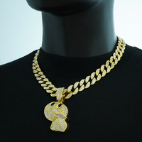 Pendentif cool style hip-hop dessin animé, collier de rap pour homme, colliers tendance