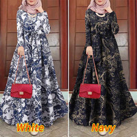 Impression de fleurs Style modeste Tissu mélangé Femmes musulmanes Modèles décontractés Abaya pour tous les jours