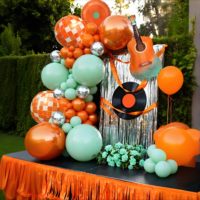 Ensemble de ballons en aluminium Guitare et Boule disco à dégradé vibrant - Décoration gonflable pour fêtes musicales, anniversaires et célébrations
