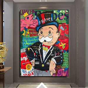 Póster de grafiti ilustraciones <span class=keywords><strong>Monopoly</strong></span> lienzo pósteres e impresiones artísticos hombre rico calle pared arte pintura cuadros modernos para decoración del hogar - Product Image 2