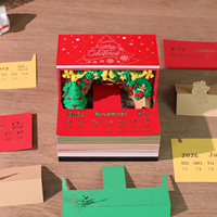 Bloc-notes 3D personnalisé, calendrier magique, arbre de Noël, bloc-notes, papeterie mignonne avec des animaux, décoration de bureau à domicile, cadeau de Noël pour enfants