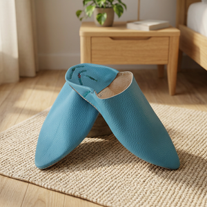 Sandales pour femmes en tissu synthétique bleu, légères, à bout pointu, pour l'intérieur, toutes saisons - Product Image 1