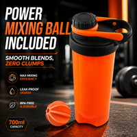 Bouteille d'eau de sport et fitness, gourde en plastique, nouveau design, shaker à protéines sans BPA en PP