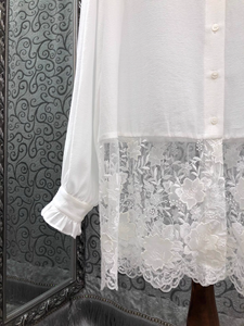 Camicie Lunghe di Alta Qualità Primavera 2026, Sexy Camicette da Donna con Ricami in <span class=keywords><strong>Tulle</strong></span> e Pizzo, Maniche Lunghe, Bianche e Nere, Stile Ampio - Product Image 3