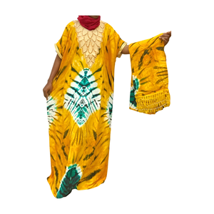 Coton indien taille libre Tie Dye Print Kaftan respirant en mousseline de soie taille libre longue robe femmes automne tenue décontracté dernière conception - Product Image 2