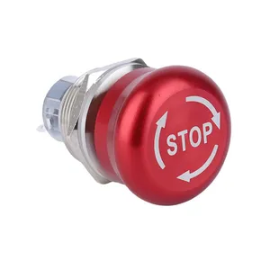 22mm Brass Mushroom Head Emergency Stop Push Button Witch 1NO1NC/2NO2NC Red Button Safety E-stop Push Button Switch