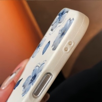 Nouvelle coque de téléphone portable en TPU motif fleur bleue, étui en cuir tendance, coque arrière pour iPhone 16 15 17 Air 18 Pro Max
