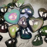 Cœurs en cristal naturel fantaisie en gros, obsidienne arc-en-ciel en forme de cœur pour la décoration