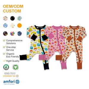 Ökologischer Bambus Halloween Baby-Strampler mit Zwei-Wege-Reißverschluss Umweltfreundlicher Festtags-Neugeborenen-Schlafanzug Maßgefertigte Babykleidung - Product Image 1
