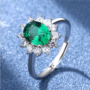 Anillo de Plata Chapado en Plata con Piedra Azul Real Ajustable Estilo Princesa Diana <span class=keywords><strong>Kate</strong></span>, Joyería Femenina - Product Image 2
