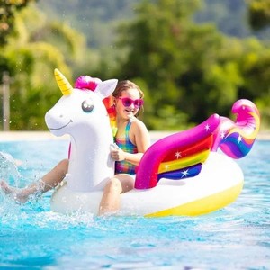 Bouée gonflable géante licorne, radeau de piscine à chevaucher avec poignées, jouet aquatique d'été pour adultes et enfants - Product Image 3