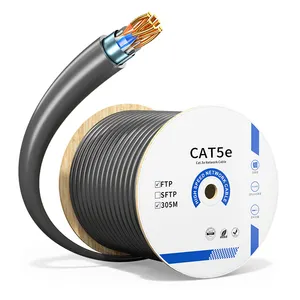 Logo Pabrik OEM Cat5e Kabel Jaringan FTP Tembaga Telanjang CCA 305M Kabel Lan