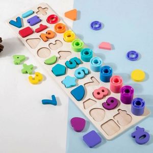 Rompecabezas de Madera con Números y Formas, Bloques de Aprendizaje de Matemáticas, Juguete de Apilamiento, Tablero de Actividades para Niños de 3 Años - Product Image 2