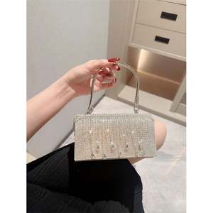 Borsa con Strass Scintillante, Borsetta Argento con Diamanti per Donne, Elegante Borsa da Sera con Strass, Borsa a Tracolla - Product Image 1