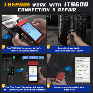 Détecteur laser de bande de roulement de pneu MaxiTPMS TBE200E, outil de diagnostic d'épaisseur de disque de frein, noir, avec étui de transport rouge - Product Image 4