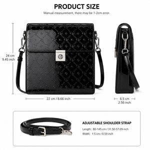 Bolso Bandolera de Cuero PU Brillante para Hombre con Logotipo Personalizado, Bolso Mensajero de Lujo con Solapa, Bolso de Hombro de Gran Capacidad para Negocios y Uso Diario, OEM ODM - Product Image 4