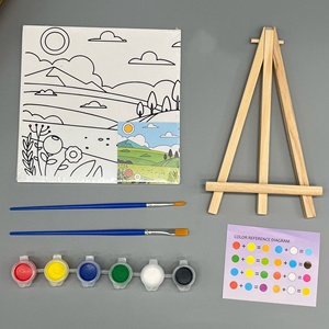 Kit de Pintura Creativa en Lienzo para Niños, 15*15cm, Mini Pre-Dibujado con Pincel, Múltiples Diseños, Material de Arte, Paquete de Suministros - Product Image 1